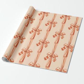 Elegant Peach Faux Satin Ribbon Bow