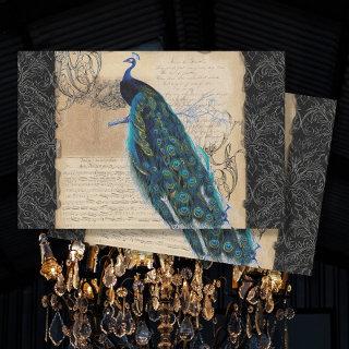 Elegant Peacock Vintage Botanical Bird Decoupage T Tissue Paper