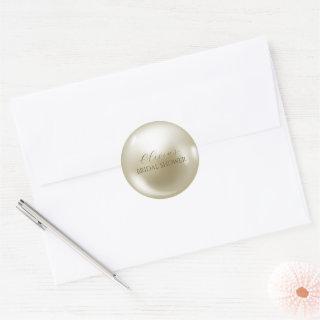 Elegant Pearls and prosecco bridal shower  Classic Round Sticker
