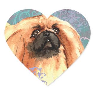Elegant Pekingese Heart Sticker