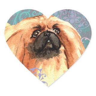 Elegant Pekingese Heart Sticker