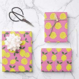 Elegant Pink and Yellow Lemon Pattern  Sheets