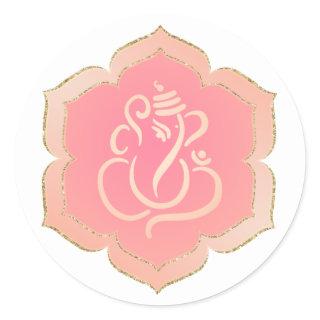 Elegant Pink Gold Ganesh/ Indian God  Classic Roun Classic Round Sticker