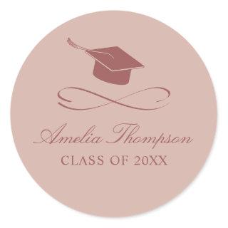 Elegant Pink Graduation Classic Round Sticker