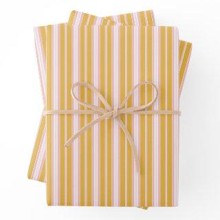 Elegant Pink Mustard Yellow French Ticking Stripes  Sheets