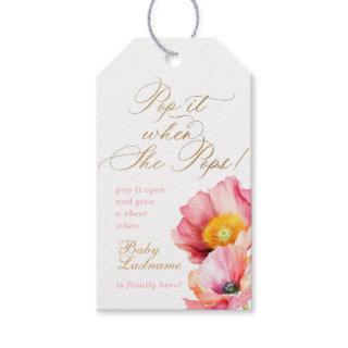 Elegant Pink Peach Floral Pop it When She Pops Gift Tags