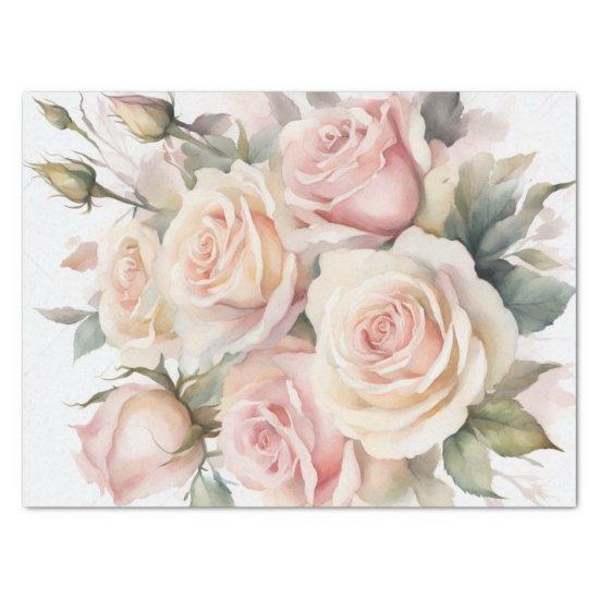 Elegant Pink Roses Decoupage Paper