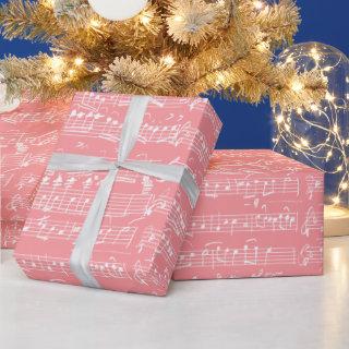 Elegant Pink White Handwritten Sheet Music Notes