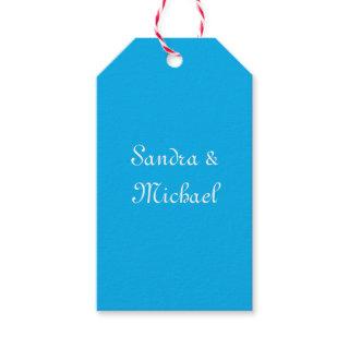 Elegant Plain Azure Blue Personalized Custom Gift Tags