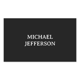 Elegant Plain Black White Personalized Custom Rectangular Sticker