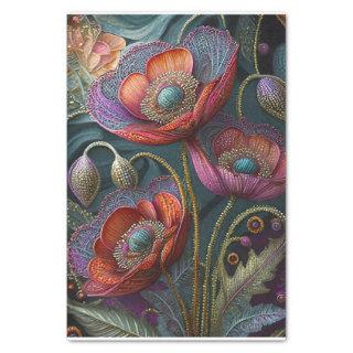 Elegant Poppy Tapestry, Royal Red & Purple, Golds Tissue Paper