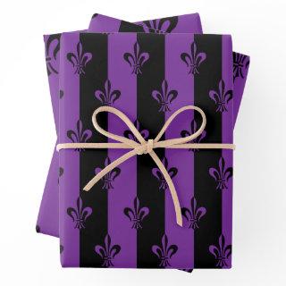 Elegant Purple and Black Fleur de Lis (3 Sizes)  Sheets