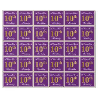 Elegant, Purple, Faux Gold 10th Birthday + Name