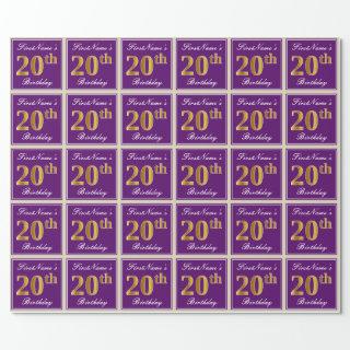 Elegant, Purple, Faux Gold 20th Birthday + Name