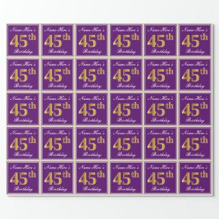 Elegant, Purple, Faux Gold 45th Birthday + Name
