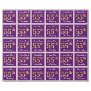 Elegant, Purple, Faux Gold 55th Birthday + Name