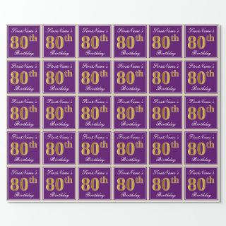 Elegant, Purple, Faux Gold 80th Birthday + Name