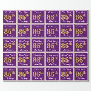 Elegant, Purple, Faux Gold 86th Birthday + Name