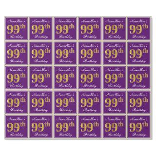 Elegant, Purple, Faux Gold 99th Birthday + Name