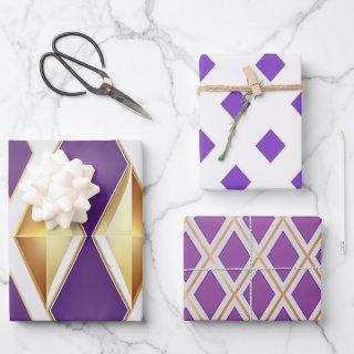 Elegant Purple Gold and White Mixed Pattern  Sheets