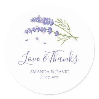 Elegant Purple Lavender Floral Wedding Stickers