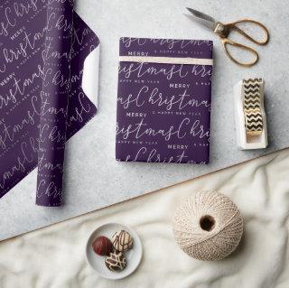 Elegant Purple & Silver Merry Christmas Text