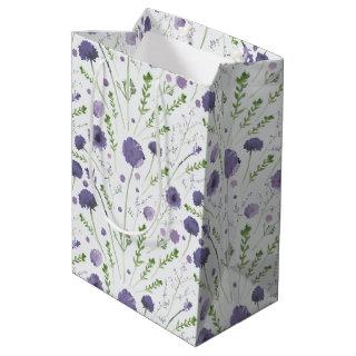 Elegant Purple Watercolor Floral Pattern Medium Gift Bag
