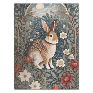 Elegant Rabbit Framed By Flowers and Leaves Tissue Paper