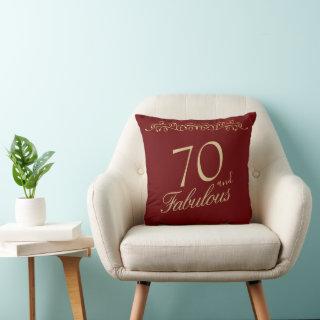Elegant Red 70 and Fabulous 70th Birthday  Throw Pillow