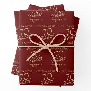 Elegant Red 70 and Fabulous 70th Birthday   Sheets