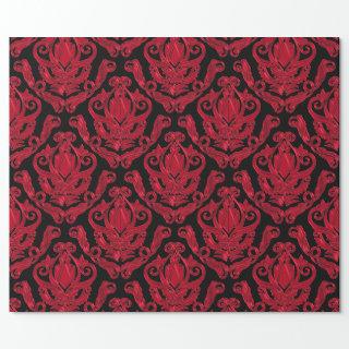 Elegant Red and Black Damask Print
