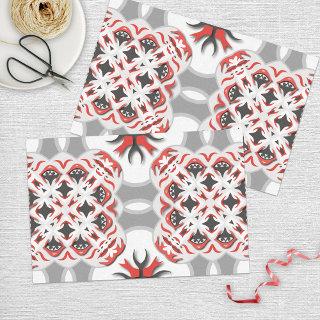 Elegant Red and Black Symmetrical Patterned Tissue Paper