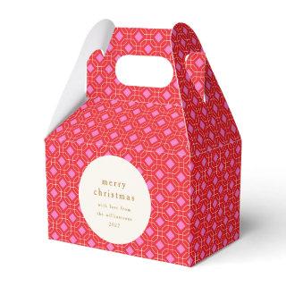 Elegant Red and Pink Geometric Custom Name Favor Boxes