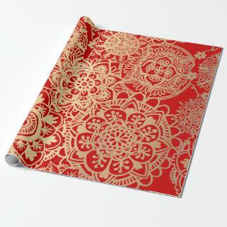 Elegant Red Gold Mandala Pattern