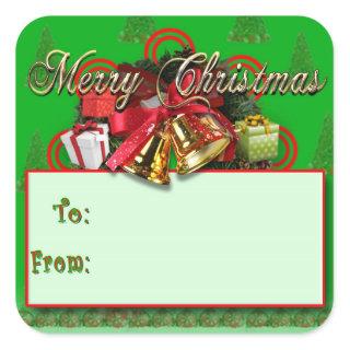 Elegant Red Green Gold Christmas Gift Tag Stickers