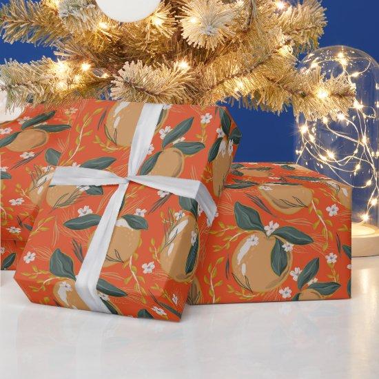 Elegant Red Green Gold Winter Fruit Holiday