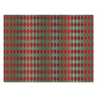 Elegant Red Green Harlequin Luxury Pattern Tissue Paper