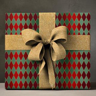 Elegant Red Green Harlequin Luxury Pattern