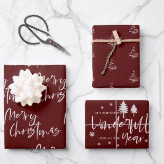 Elegant Red Merry Christmas Quote Gift  Sheets