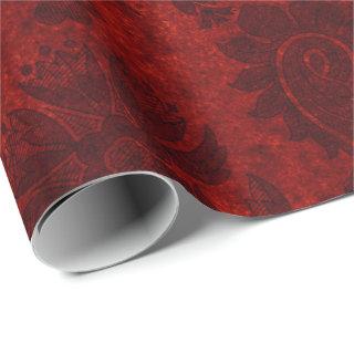 Elegant red royal damask floral pattern