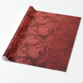 Elegant red royal damask floral pattern