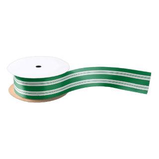 Elegant Retro Peppermint Green Candy Cane Stripes Satin Ribbon