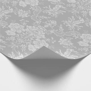 Elegant Romantic Chic Floral Damask-Gray