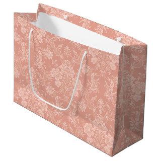 Elegant Romantic Chic Floral Damask-Peach Large Gift Bag