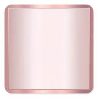 Elegant Rose Gold Add Your Text Blank Template Square Sticker