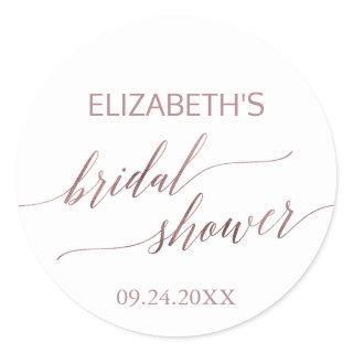 Elegant Rose Gold Calligraphy Bridal Shower Favor Classic Round Sticker