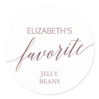 Elegant Rose Gold Calligraphy His and Her Favorite Classic Round Sticker