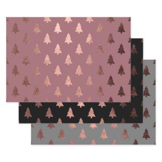 Elegant Rose Gold Christmas tree pattern   Sheets