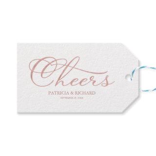 Elegant Rose Gold Foil Cheers Wine Bottle Tags