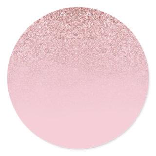 Elegant Rose Gold Glitter Blank Template Add Text Classic Round Sticker